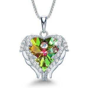 🆕 Women Silver Angel Wing Love Heart Necklace Christmas Birthday Jewelry Gifts